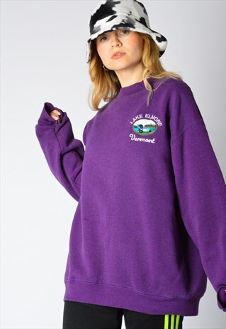VINTAGE 90S PURPLE EMBROIDERED BIRD VERMONT SWEATSHIRT
