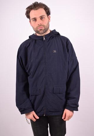 RUSSELL ATHLETIC MENS JACKET MEDIUM NAVY BLUE 90S