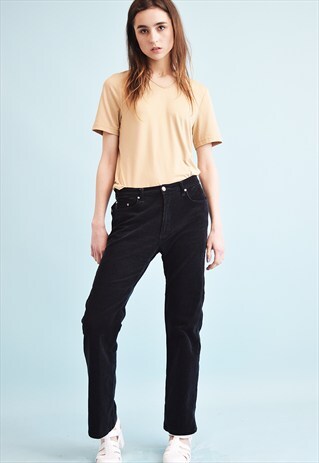 90'S RETRO CORDUROY REGULAR WAIST FLARE TROUSERS