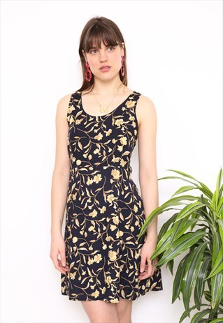 VINTAGE 90S DARK FLORAL MINI DRESS