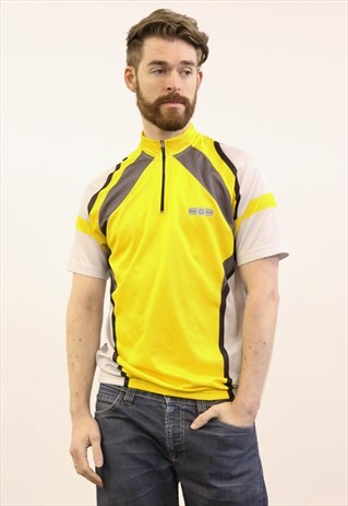 VINTAGE 1980S YELLOW AND GREY SPORTS T-SHIRT