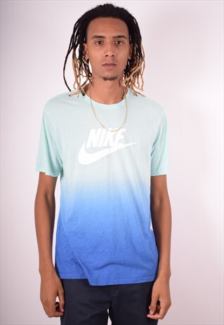 NIKE MENS VINTAGE T-SHIRT TOP LARGE BLUE 90S
