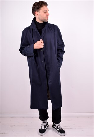 YVES SAINT LAURENT MENS VINTAGE COAT XL NAVY BLUE 90'S