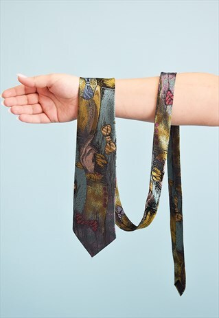 VINTAGE 80'S RETRO NOVELTY PATTERN TAPESTRY WOVEN TIE