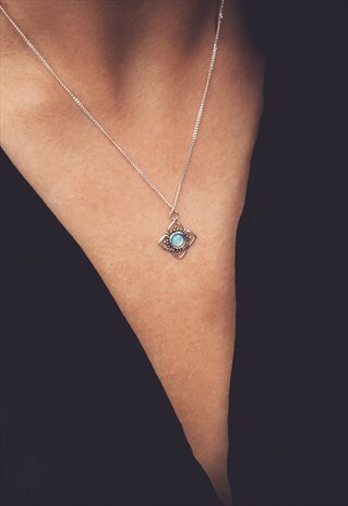 KYLA BLUE OPAL STERLING SILVER PENDANT NECKLACE