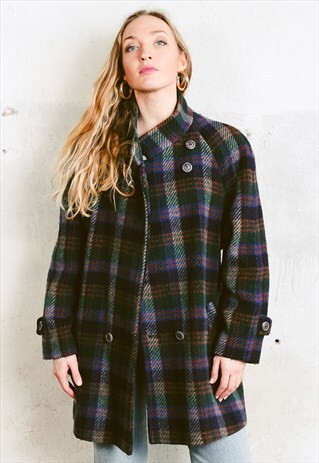 VINTAGE 90S PLAID WOOL COAT