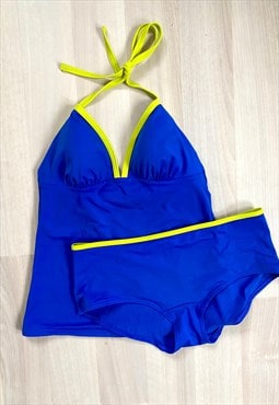 Y2K Blue Halter Tankini Set