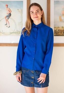 Bright blue classic long sleeve shirt