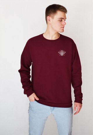 BURGUNDY BEE (WHITE) SWEATSHIRT