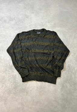 Vintage Abstract Knitted Jumper Patterned Grandad Sweater