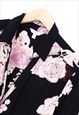 VINTAGE FLORAL SHIRT BLACK LONG SLEEVE BUTTON UP WITH PRINT 