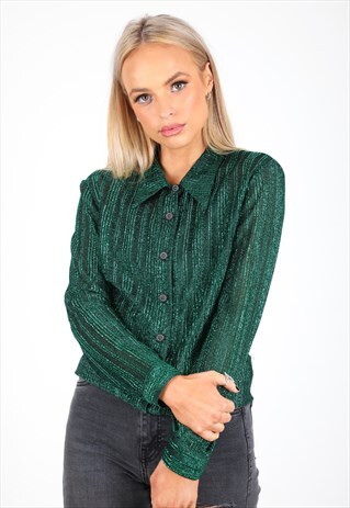 VINTAGE UNBRANDED LONG SLEEVE PATTERN SHIRT S366