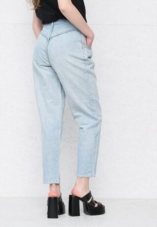 VINTAGE LIGHT BLUE J.A.P. REWORKED HIGH WAISTED JEANS