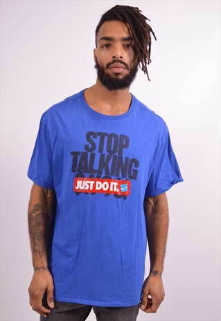 NIKE MENS VINTAGE T-SHIRT TOP XXL BLUE 90S