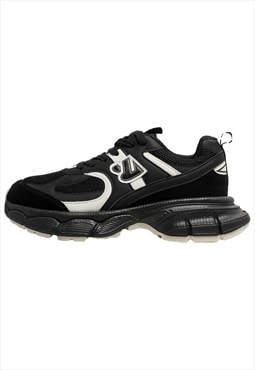Chunky sneakers tractor sole trainers grunge shoes in black