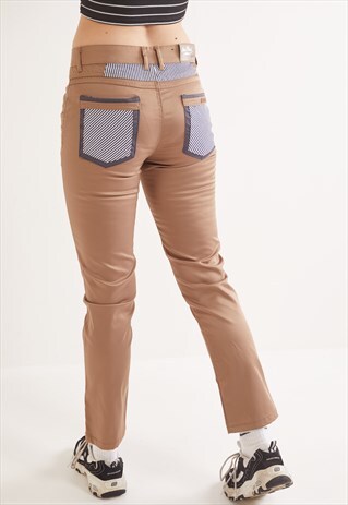 VINTAGE ICE POINT SKINNY LEG TROUSERS BEIGE