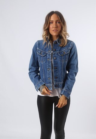 LEE DENIM JACKET FITTED VINTAGE UK 8 - 10 (F4T)