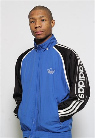 VINTAGE ADIDAS LOGO TRACK JACKET BLUE