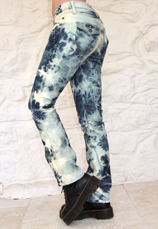 REWORKED Acid wASH y2k Bleached Straight Leg Tie Dye Jeans | Made By ...