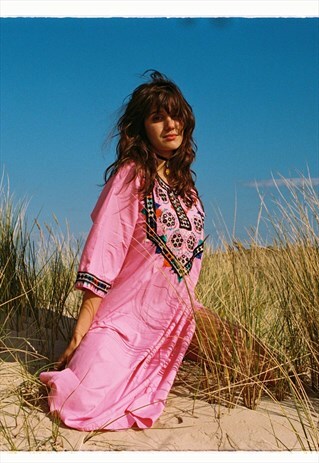 ZARAH EMBROIDERED KAFTAN DRESS- BLACK