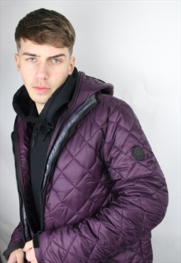 Mens Burgundy Transform Quilted JKT Goggle Hooded 2in1 Coat