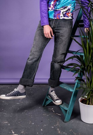 VINTAGE LEVI'S 501 GREY RIPPED JEANS