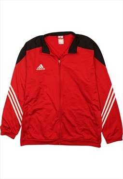 Vintage 90's Adidas Sweatshirt Lightweight Full Zip Up Red