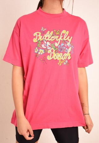 90'S OVERSIZED NOVELTY GRAPHIC PRINT T-SHIRT TOP TEE IN PINK