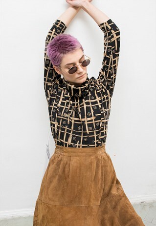 VINTAGE WOMAN TOP HIGH NECK LONG SLEEVE TOP 80S 90S