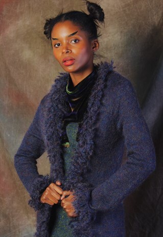 EXPRESS PURPLE MOHAIR FLOORLENGTH CARDIGAN
