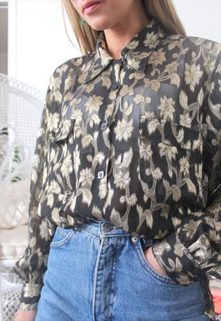 VINTAGE SHIRT ONE SIZE GOLD AND BLACK