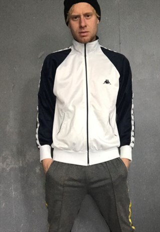 VINTAGE KAPPA TRACKSUIT JACKET SPORTS M SLIM-FIT WHITE
