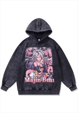 Majin Buu hoodie anime pullover Japanese cartoon jumper grey