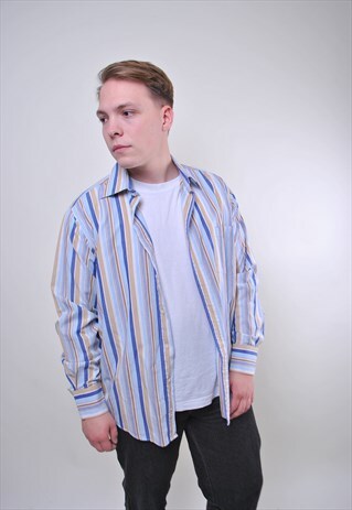 MAN VINTAGE MULTICOLOR STRIPED OVERSIZE SHIRT