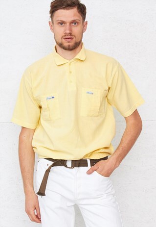 90S VINTAGE YELLOW ELLESSE SHORT SLEEVE POLO SHIRT