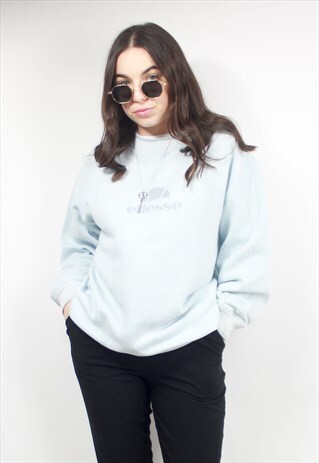 90'S RETRO BABY BLUE SPELL-OUT SWEATSHIRT