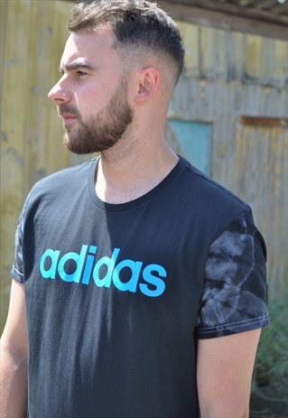 90'S GRUNGE ADIDAS REWORK FESTIVAL TEE WITH TIE DYE SLEEVES
