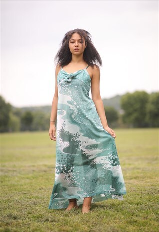 VINTAGE TEAL GREEN MAXI DRESS 90'S Y2K