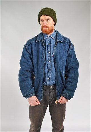 VINTAGE LINED DENIM BOMBER JACKET