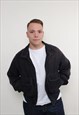 90s minimalist bomber jacket vintage men casual black jacket