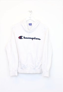 Vintage Champion hoodie in white. Best M