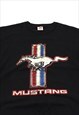 MUSTANG BLACK T-SHIRT, FRUIT OF THE LOOM HEAVY LABEL
