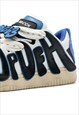 CLASSIC SNEAKERS GRAFFITI PATCH SKATER SHOES IN WHITE BLUE