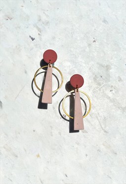 Handmade Red Geometric Earrings Modern Hypoallergenic
