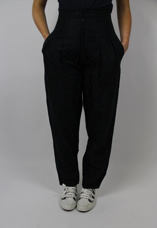 VINTAGE SHIMMERY HIGH WAIST BLACK TROUSERS