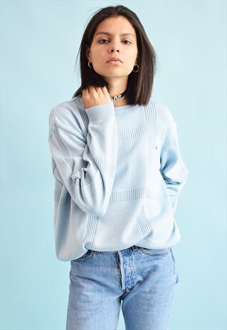 90'S RETRO LACOSTE KNIT OVERSIZED PASTEL JUMPER TOP