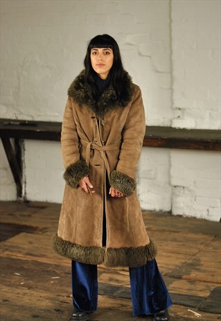 VINTAGE BROWN SHEEPSKIN PENNY LANE COAT