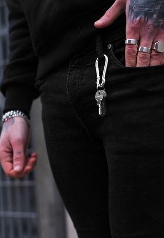 MINI CARABINER STEEL TROUSER BELT KEY ATTACHMENT - SILVER