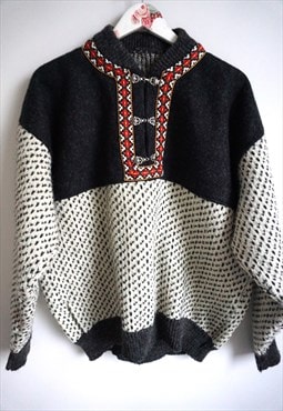 Vintage Norwegian Sweater Jumper Cardigan Wool Pullover