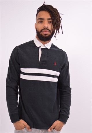 VINTAGE POLO RALPH LAUREN RUGBY POLO SHIRT BLACK
